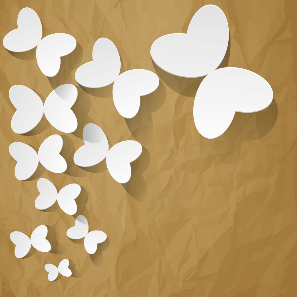 White butterflies with brown paper background vector butterflies brown paper   