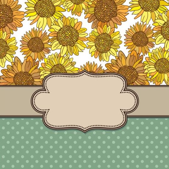 Vintage frame with sunflower background vector vintage sunflower frame background   