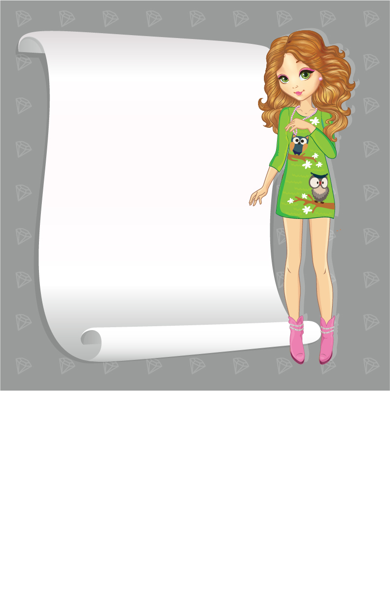 Beautiful girl with blank paper vector 05 paper girl blank beautiful   