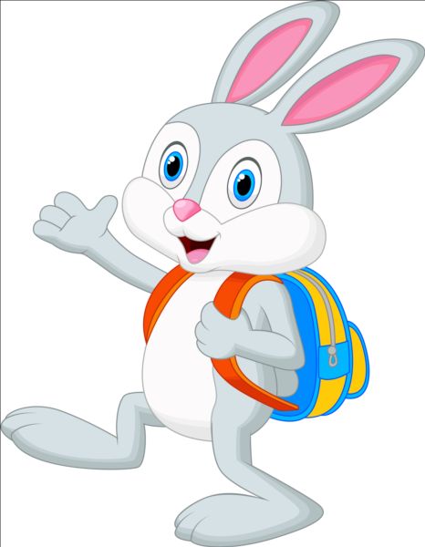 Cartoon rabbit with school bag vector school rabbit cartoon bag   
