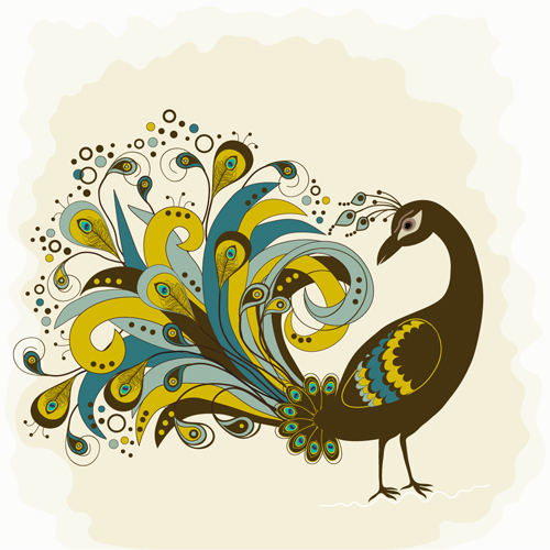 Peacock vintage styles background vector 10 vintage peacock   