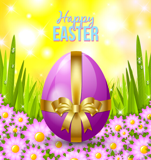 Easter egg with golden ribbon vector material ribbon golden egg easter   