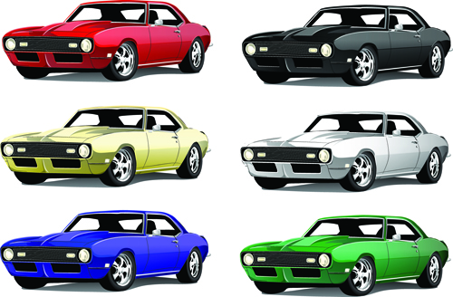 Vector colored car design set 03 colored car   