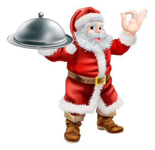 Cartoon santa with cooking vector material 03 santa cooking cartoon   