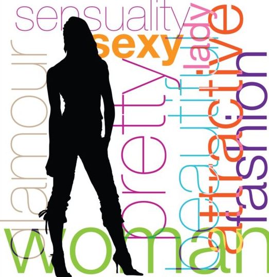 Fashion background with woman silhouetter vector 08 woman silhouetter fashion background   