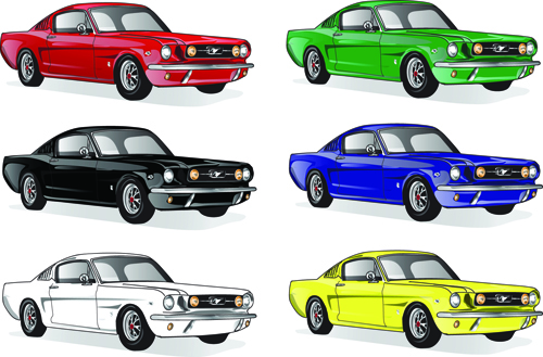 Vector colored car design set 02 colored car   