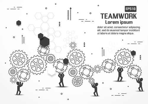 Gearwheel with teamwork template vector 04 template teamwork gearwheel   