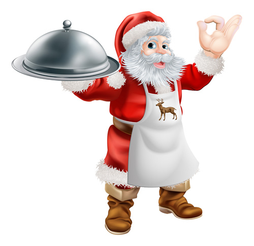 Cartoon santa with cooking vector material 01 santa cooking cartoon   