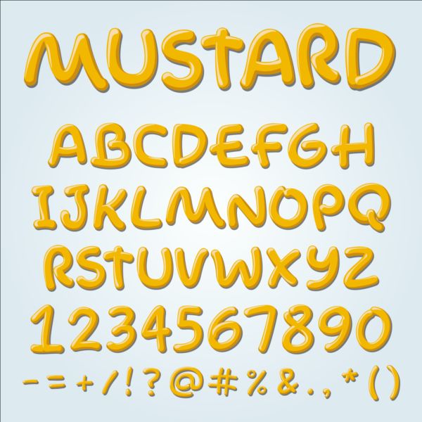 Mustard yellow alphabet with numbers and sign vector yellow sign numbers Mustard alphabet   