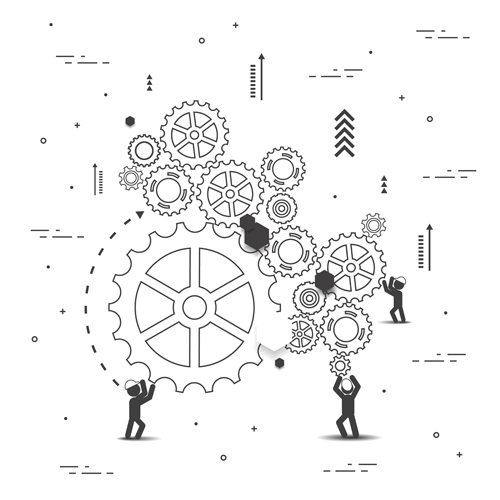 Gearwheel with teamwork template vector 03 template teamwork gearwheel   