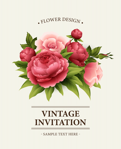 Flower design vintage invitations card vector 05 vintage invitations flower design card   