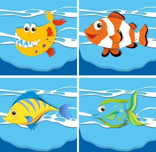 Funny marine animals cartoon vector 02 marine funny cartoon animals   