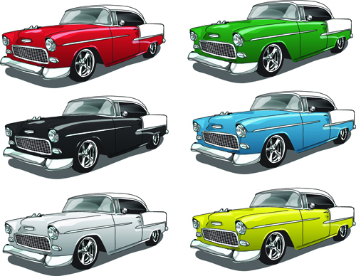 Vector colored car design set 01 colored car   