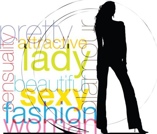 Fashion background with woman silhouetter vector 06 woman silhouetter fashion background   