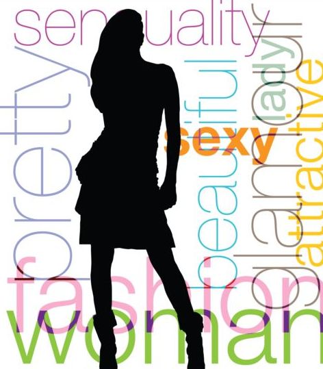 Fashion background with woman silhouetter vector 05 woman silhouetter fashion background   