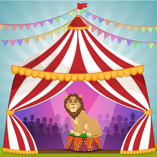 Cartoon circus tent and animals design vector 10 tent Circus cartoon animals   