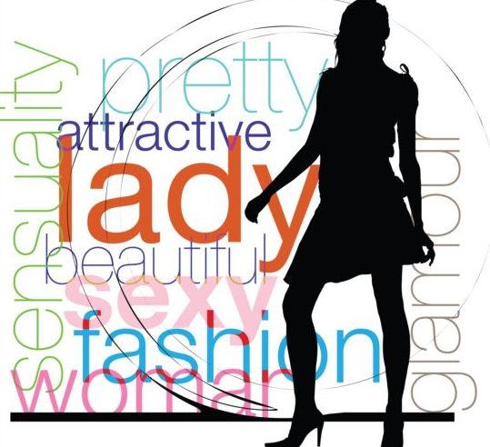 Fashion background with woman silhouetter vector 04 woman silhouetter fashion background   