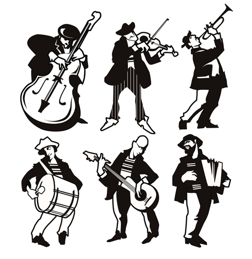 Different musicians vector silhouetter silhouetter musicians different   