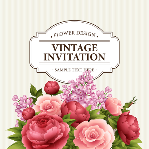 Flower design vintage invitations card vector 02 vintage invitations flower design card   