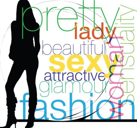Fashion background with woman silhouetter vector 03 woman silhouetter fashion background   