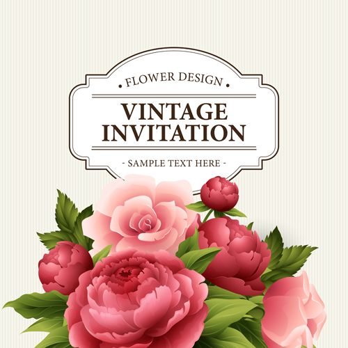 Flower design vintage invitations card vector 01 vintage invitations flower design card   