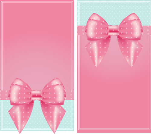 Pink with green card and bow vector pink green card bow   