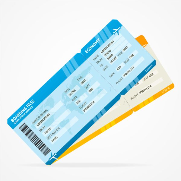 Airline tickets template design vector 01 tickets airline   