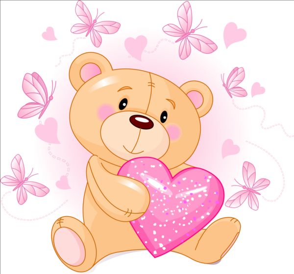Teddy bear with pink heart vector 01 teddy pink heart bear   