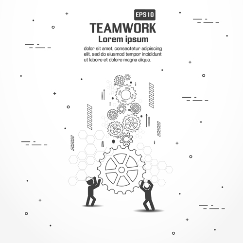 Gearwheel with teamwork template vector 07 template teamwork gearwheel   