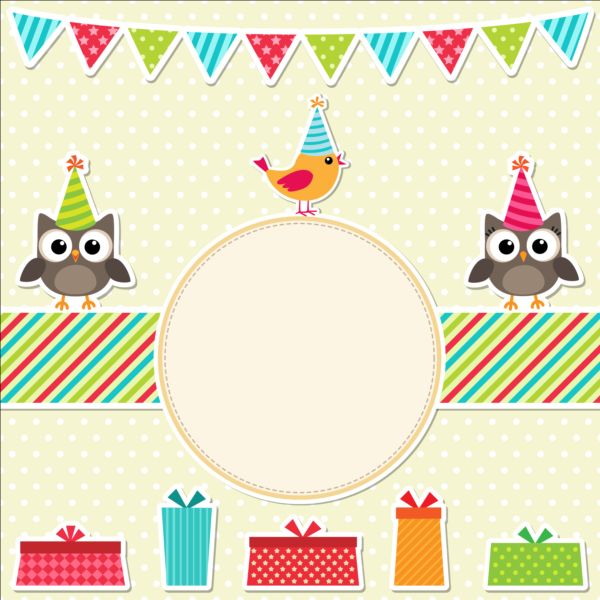 Happy birthday card and cute owls vector 07 owls happy cute card birthday   