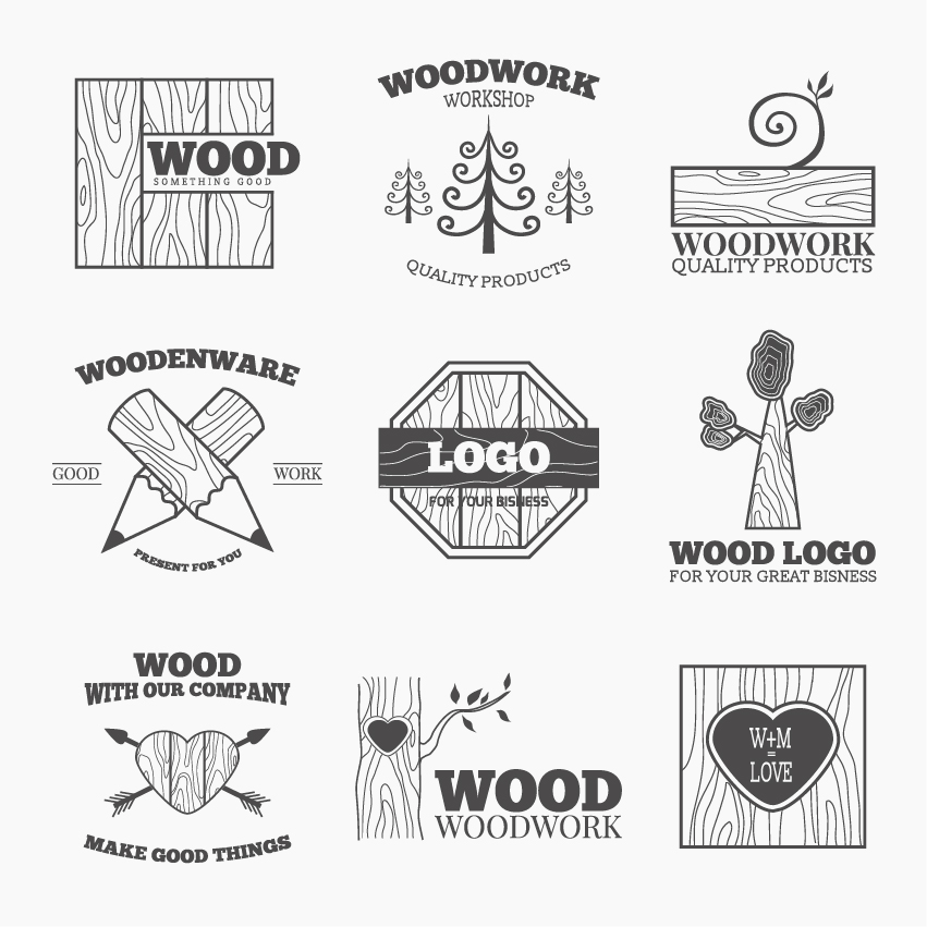 Wood woodwork logos design vector 01 woodwork wood logos design   