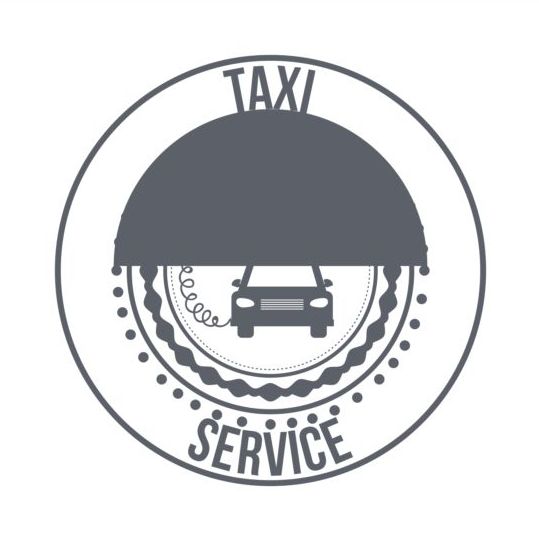 Gray taxi labels set vector 13 taxi labels gray   