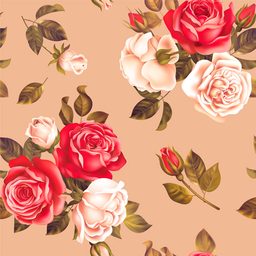 Red with white rose seamless pattern vector 01 white seamless rose red pattern   