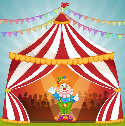 Cartoon circus tent and animals design vector 04 tent Circus cartoon animals   