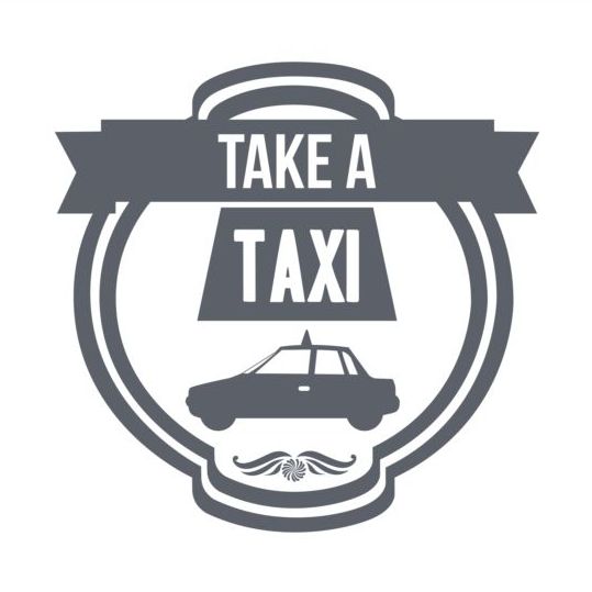 Gray taxi labels set vector 11 taxi labels gray   