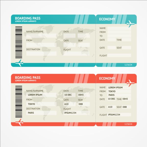 Airline tickets template design vector 07 tickets airline   