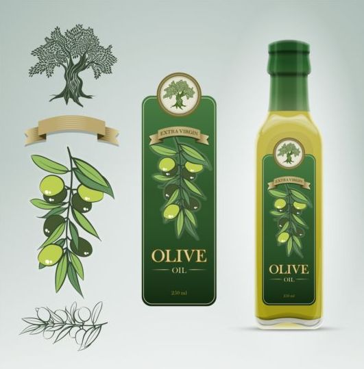 Olive oil bottle with stickers illustration vector stickers olive oil illustration bottle   