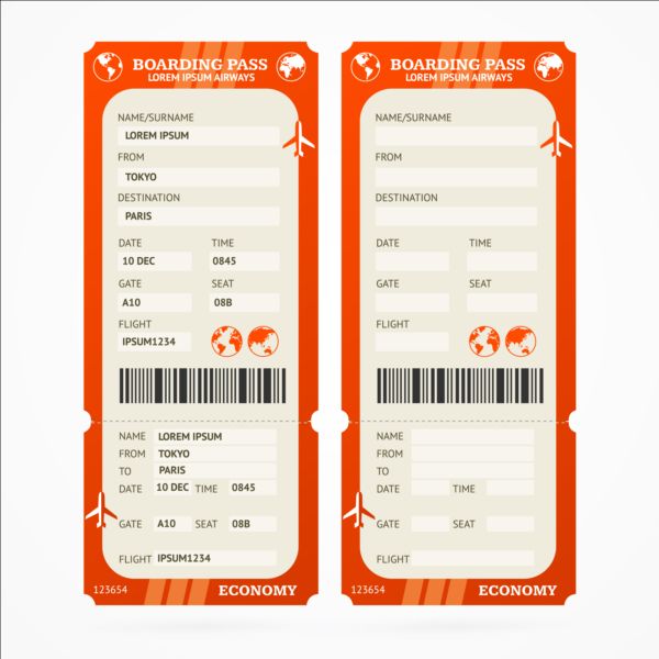 Airline tickets template design vector 06 tickets airline   