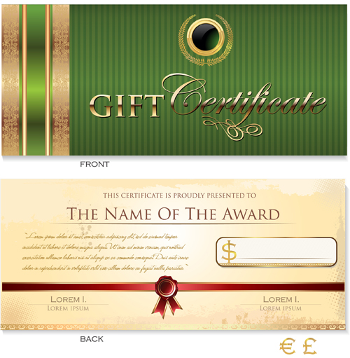 Ornate green gift voucher template vectors template ornate green gift   