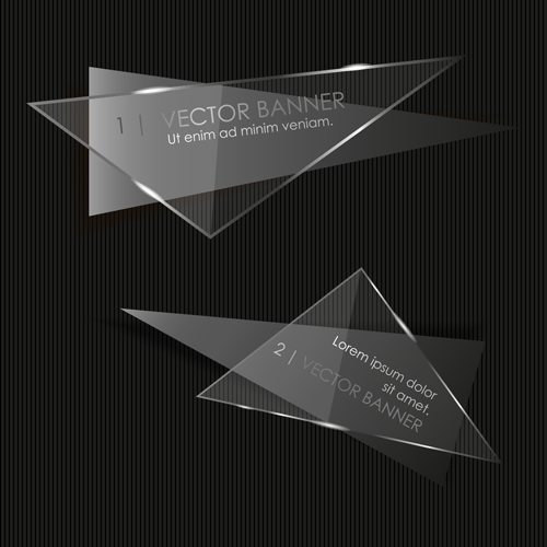 Glass banners 02 vector set glass banners   
