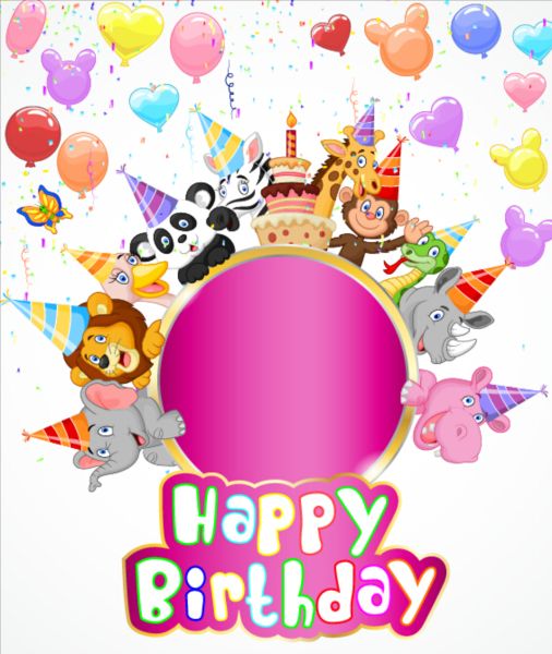 Cute animal with birthday background creative vector 07 cute creative birthday background Animal   