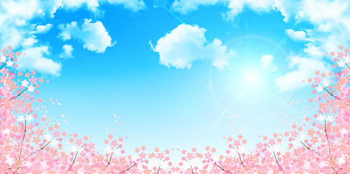 Sakura with blue sky vector background 03 sky sakura blue background   