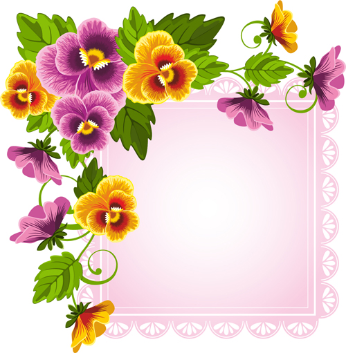 Flower with pink frame vector pink frame flower   