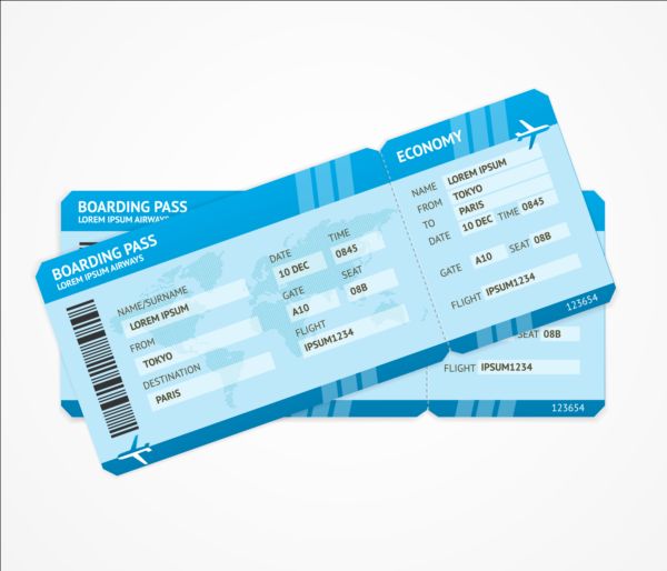 Airline tickets template design vector 02 tickets airline   