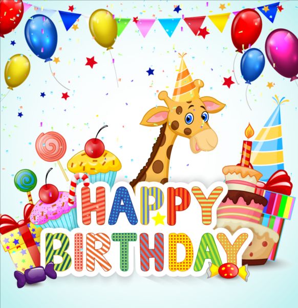 Cute animal with birthday background creative vector 06 cute creative birthday background Animal   