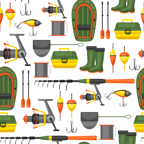 fishing elements seamless pattern vector 02 seamless pattern fishing elements   