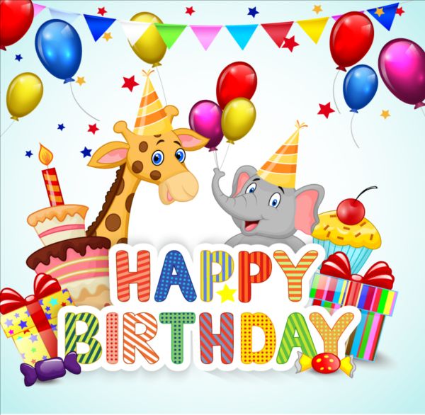 Cute animal with birthday background creative vector 05 cute creative birthday background Animal   