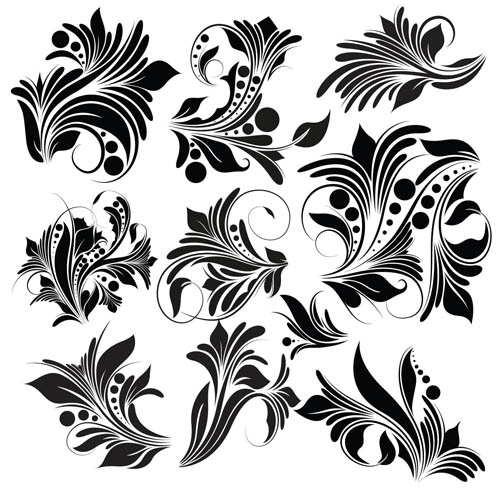 Black Floral Ornaments Elements vector 01 ornaments floral elements black   