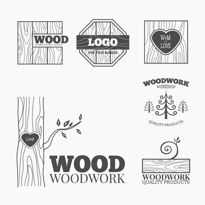 Wood woodwork logos design vector 05 woodwork wood logos design   