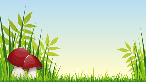 Cartoon mushrooms with nature scenery vector 03 scenery nature mushrooms cartoon   